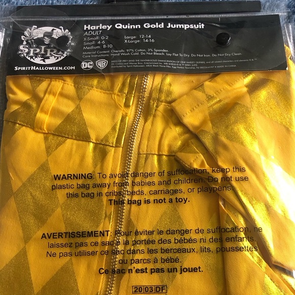 NWT Harley Quinn gold jumpsuit - Picture 3 of 4